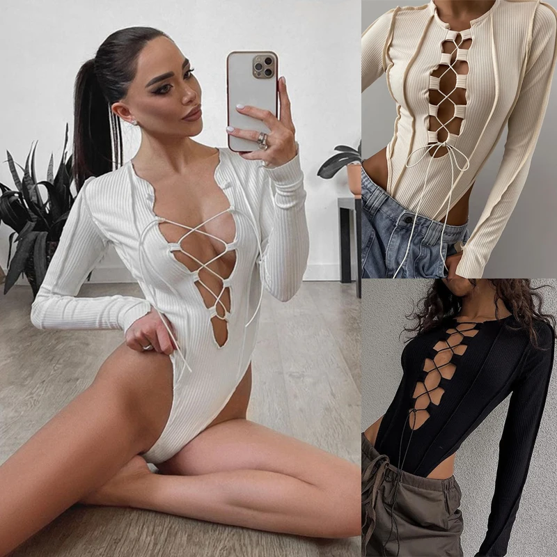 Women's Jumpsuit Summer Cut Out Sexy Rope Pure Color Ribbed Long-Sleeved Slim V Neck Cross Lace Anti-Seam Party
Women's Jumpsuit Summer Cut Out Sexy Rope Pure Color Ribbed Long-Sleeved Slim V Neck Cross Lace Anti-Seam Party