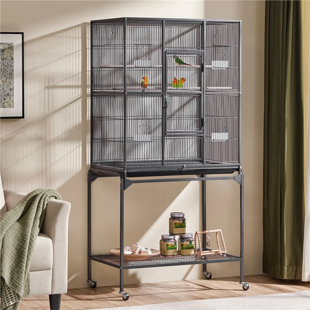 Costoffs 63"H Large Metal Cage Parrot Cage with Rolling Stand Detachable Pet Cage with Storage/Safe Bar Spacing/Slide-Out Tray/Starter Setup for Cockatiel Sun Parakeet Green Cheek Conure Lovebird, Black
Costoffs 63"H Large Metal Cage Parrot Cage with Rolling Stand Detachable Pet Cage with Storage/Safe Bar Spacing/Slide-Out Tray/Starter Setup for Cockatiel Sun Parakeet Green Cheek Conure Lovebird, Black