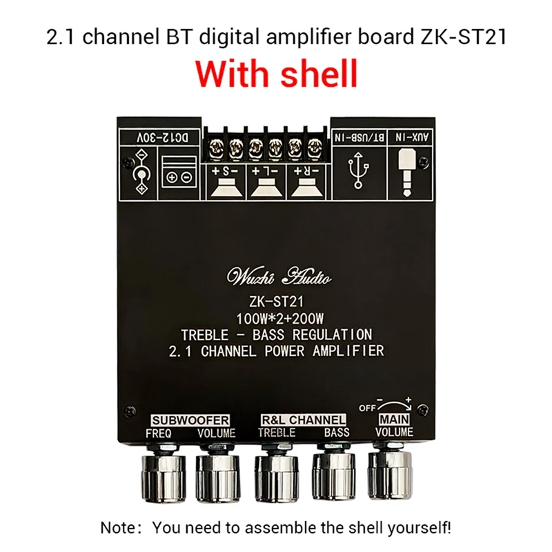 ZK-ST21 Bluetooth Плата усилителя мощности 2,1 каналов 2X100w + 200W сабвуфер TPA3221, модуль цифрового усилителя с фотоаксессуарами
ZK-ST21 Bluetooth Плата усилителя мощности 2,1 каналов 2X100w + 200W сабвуфер TPA3221, модуль цифрового усилителя с фотоаксессуарами