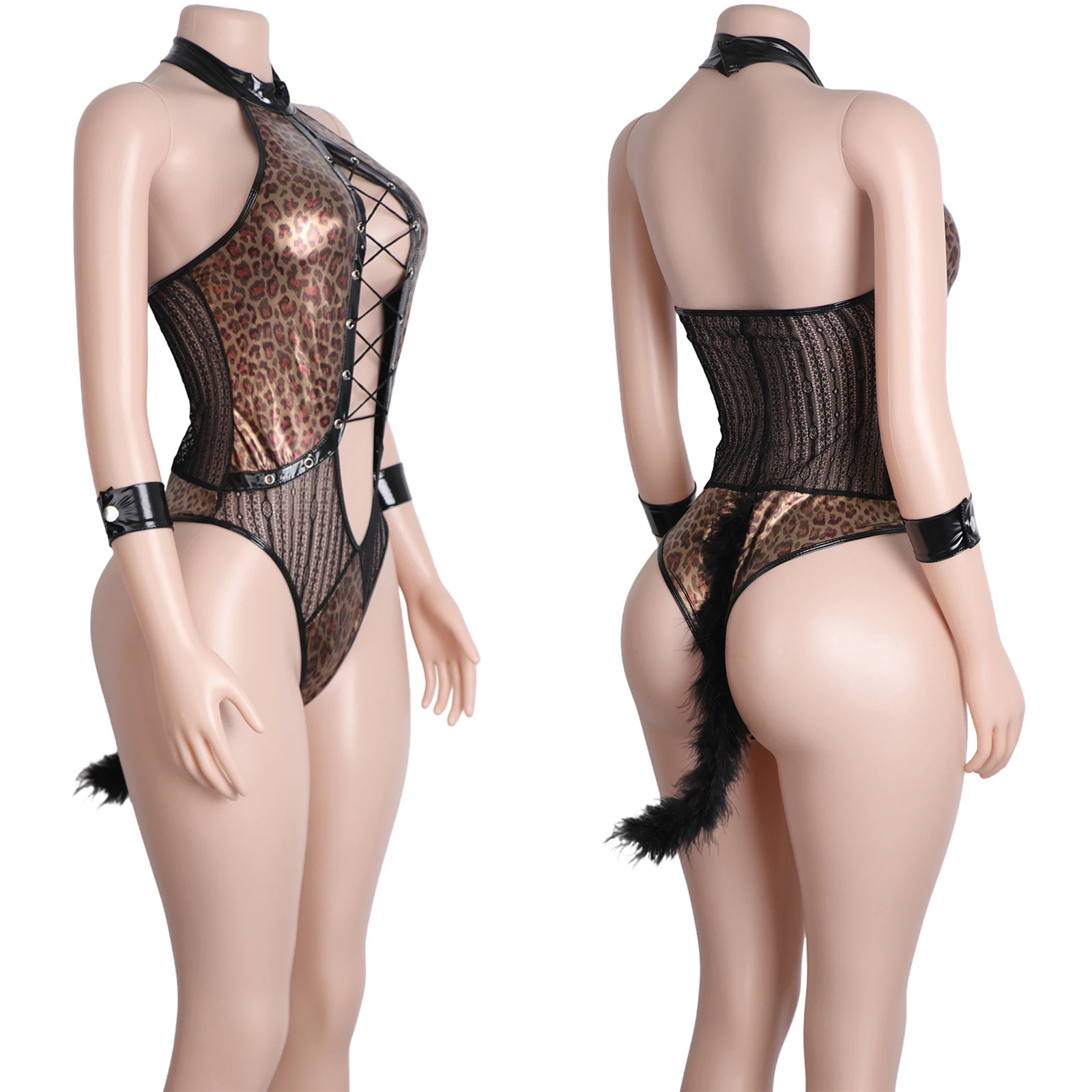 Leopard Print Lingerie Bodysuit Cat Tail Lace Sexy Clubwear Adjustable Straps Exotic Dancewear Erotic Performance Outfit
Leopard Print Lingerie Bodysuit Cat Tail Lace Sexy Clubwear Adjustable Straps Exotic Dancewear Erotic Performance Outfit