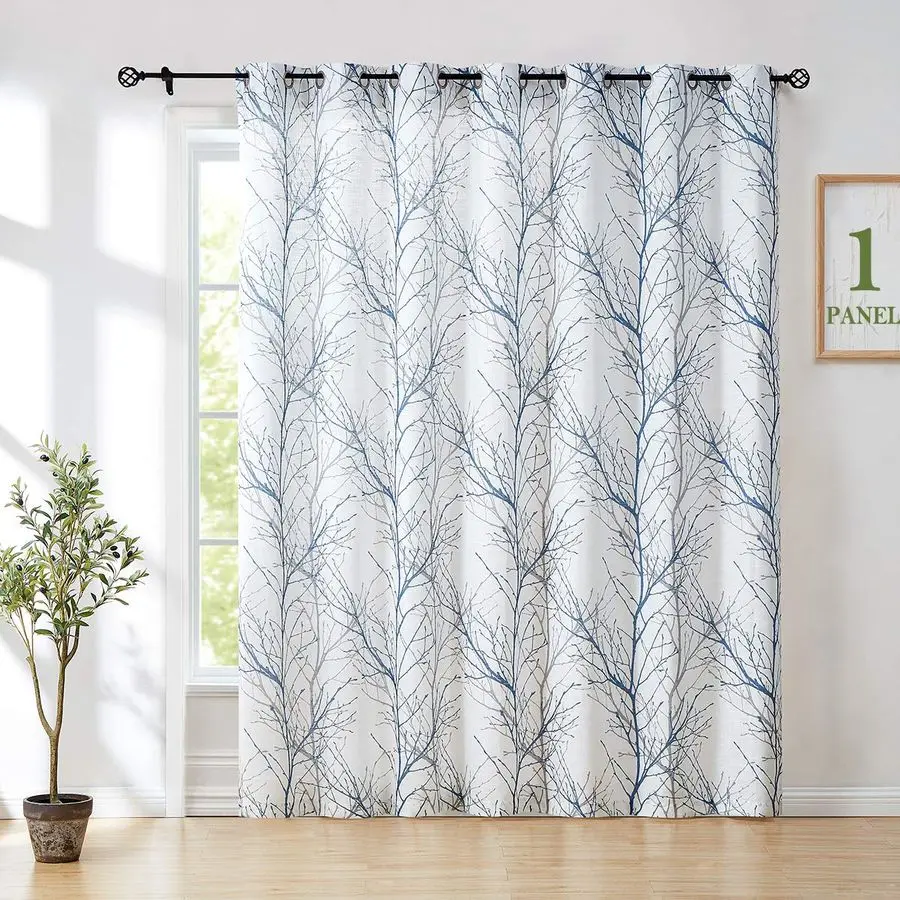 Blue White Sliding Glass Door Curtain 84 Inches Long Branch Tree Print 100 Inch Extra Wide Linen Semi Sheer White Grommet Curtai
Blue White Sliding Glass Door Curtain 84 Inches Long Branch Tree Print 100 Inch Extra Wide Linen Semi Sheer White Grommet Curtai