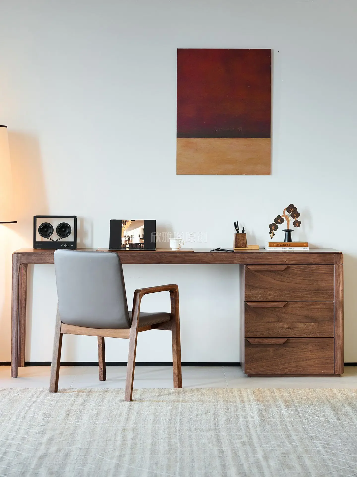 North American black walnut desk solid wood computer home desk writing study minimalist and chair combination
North American black walnut desk solid wood computer home desk writing study minimalist and chair combination