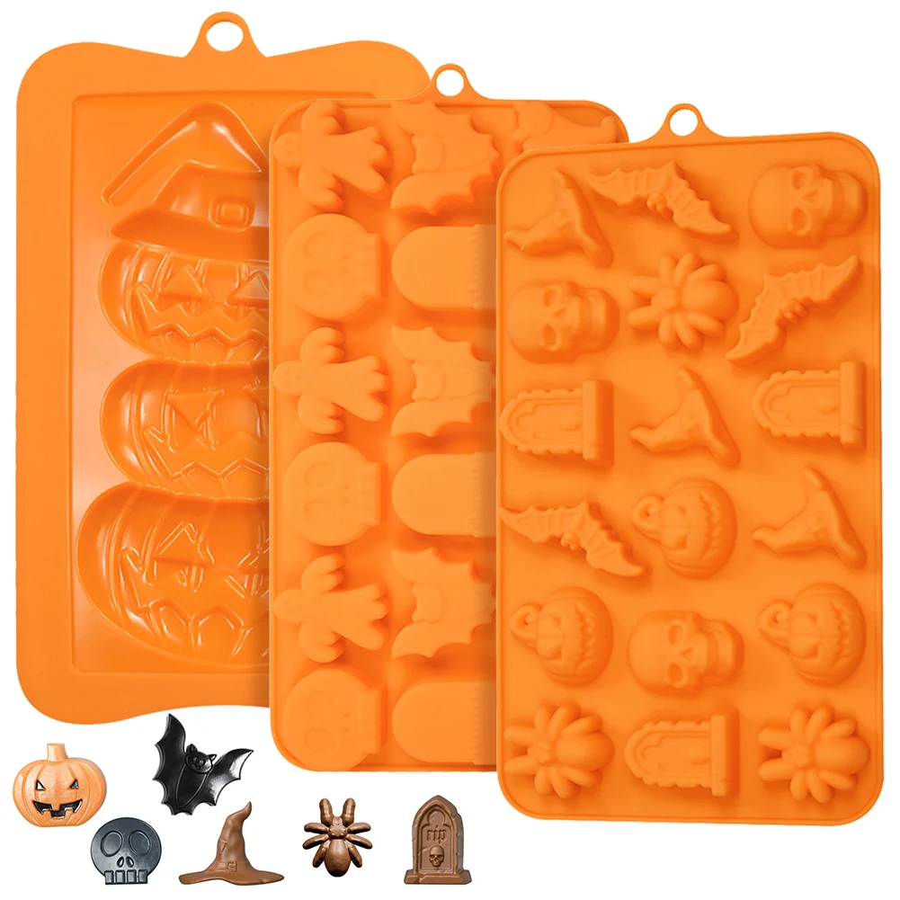 3pcs/set Halloween Silicone Molds 18 Cavity Chocolate Molds Pumpkin Ghost Skull Nonstick Baking Candy Molds DIY Bakeware Tools
3pcs/set Halloween Silicone Molds 18 Cavity Chocolate Molds Pumpkin Ghost Skull Nonstick Baking Candy Molds DIY Bakeware Tools