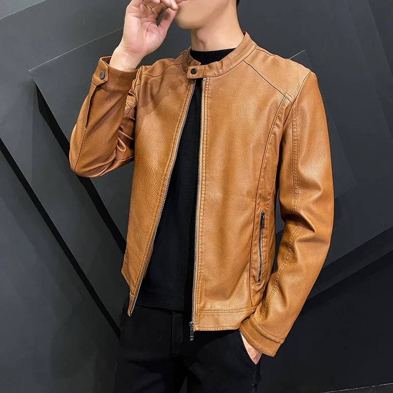 Spring and Autumn Men's Leisure Motorcycle Windproof Standing Collar Leather Jacket Men's Slim Fit Fashion Coat Street Wear
Spring and Autumn Men's Leisure Motorcycle Windproof Standing Collar Leather Jacket Men's Slim Fit Fashion Coat Street Wear