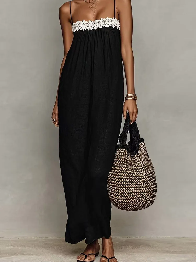 Women Spaghetti Strap Patchwork Maxi Dress Elegant Chic Sleeveless Summer Holiday Party Dress Square Collar Streetwear Vestidos
Women Spaghetti Strap Patchwork Maxi Dress Elegant Chic Sleeveless Summer Holiday Party Dress Square Collar Streetwear Vestidos