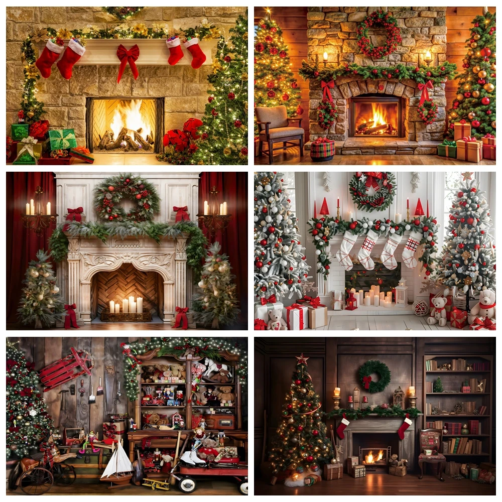 Merry Christmas Backdrop Old Brick Fireplace Interior Xmas Tree Gift Family Holiday Party Baby Portrait Photography Background
Merry Christmas Backdrop Old Brick Fireplace Interior Xmas Tree Gift Family Holiday Party Baby Portrait Photography Background