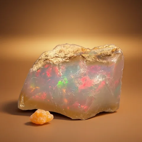 Natural Rare Colorful Ethiopia Opal (No Need Water) Gem Mineral Specimen Box Size:34X34mm (Need Lighting) Sunlight Best