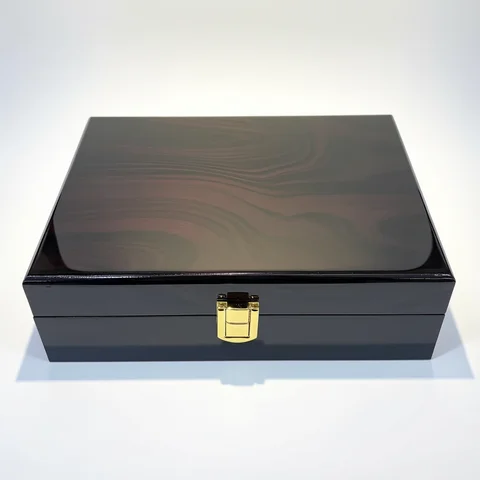 High-End Glossy Lacquered Wooden Storage Box for Belts, Premium Gift Packaging, Multifunctional Storage for Jewelry and Accessories, with Secure Locking
