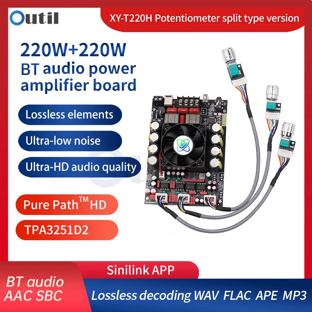 XY-T220H-W 220W*2 Lossless Bluetooth-compatible Audio Amplifier Board Stereo High And Low Frequency Adjustment TPA3251 Module
XY-T220H-W 220W*2 Lossless Bluetooth-compatible Audio Amplifier Board Stereo High And Low Frequency Adjustment TPA3251 Module