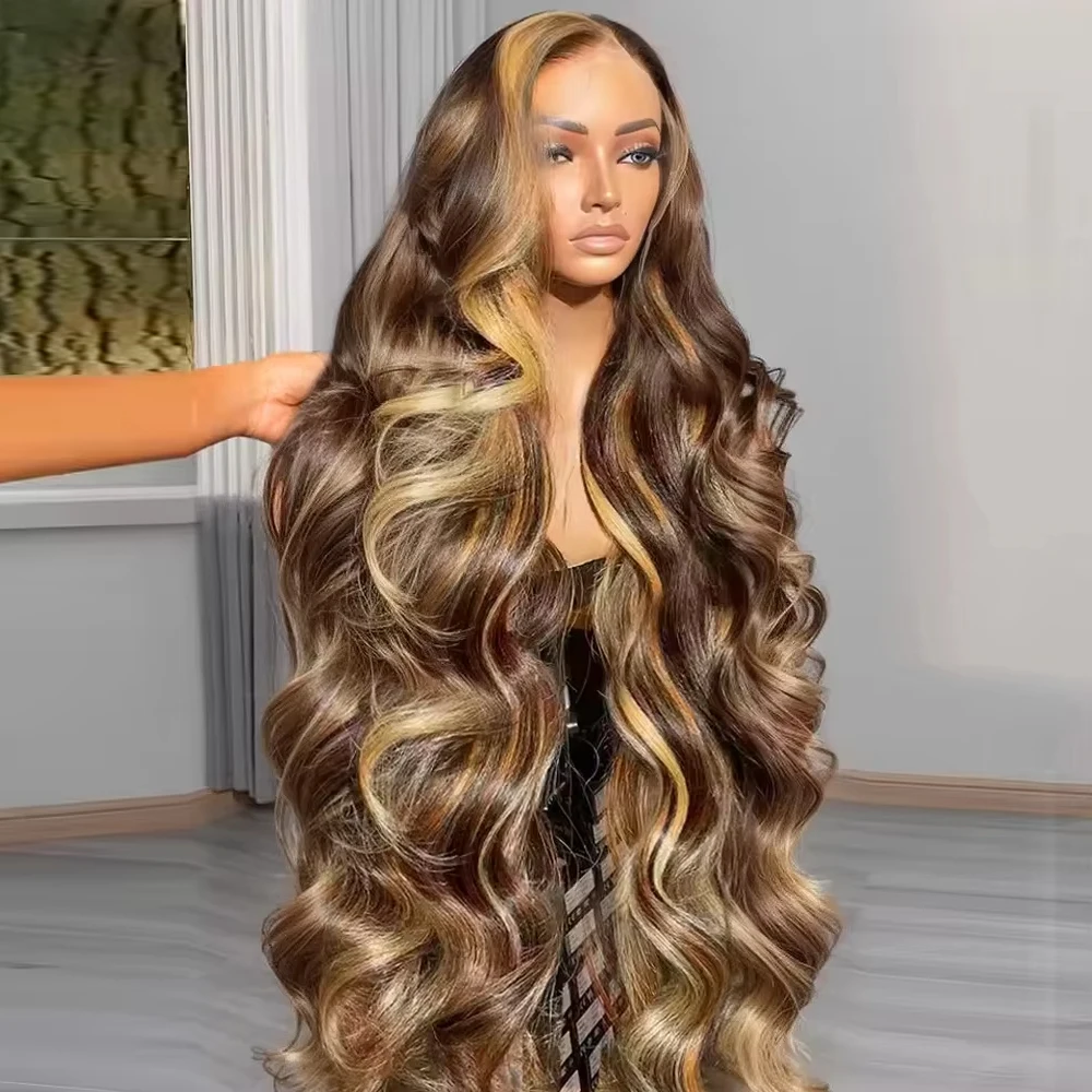 P4/27 Highlight Ombre Brown Body Wave wig Glueless Human Hair Wig Honey Blonde Colored Wigs 13x6 Lace PrePlucked wig For Women
P4/27 Highlight Ombre Brown Body Wave wig Glueless Human Hair Wig Honey Blonde Colored Wigs 13x6 Lace PrePlucked wig For Women