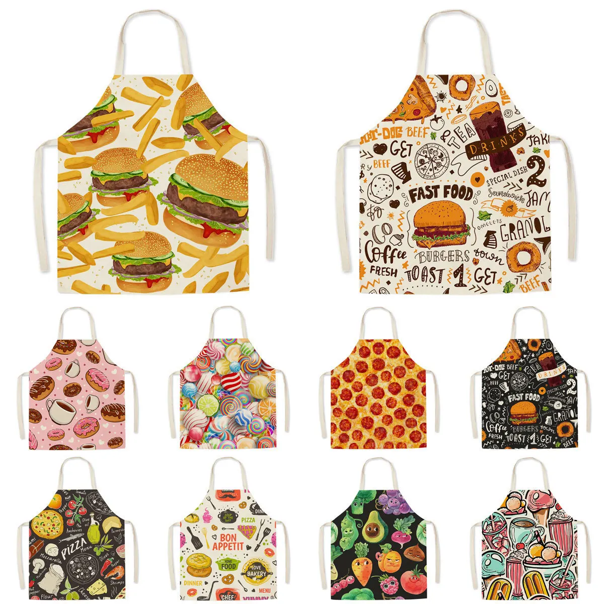 Gourmet Pattern Kitchen Apron For Women Waterproof For Kitchen Cleaning Hamburger Fries Pizza Pattern Kids Sleeveless Apron
Gourmet Pattern Kitchen Apron For Women Waterproof For Kitchen Cleaning Hamburger Fries Pizza Pattern Kids Sleeveless Apron