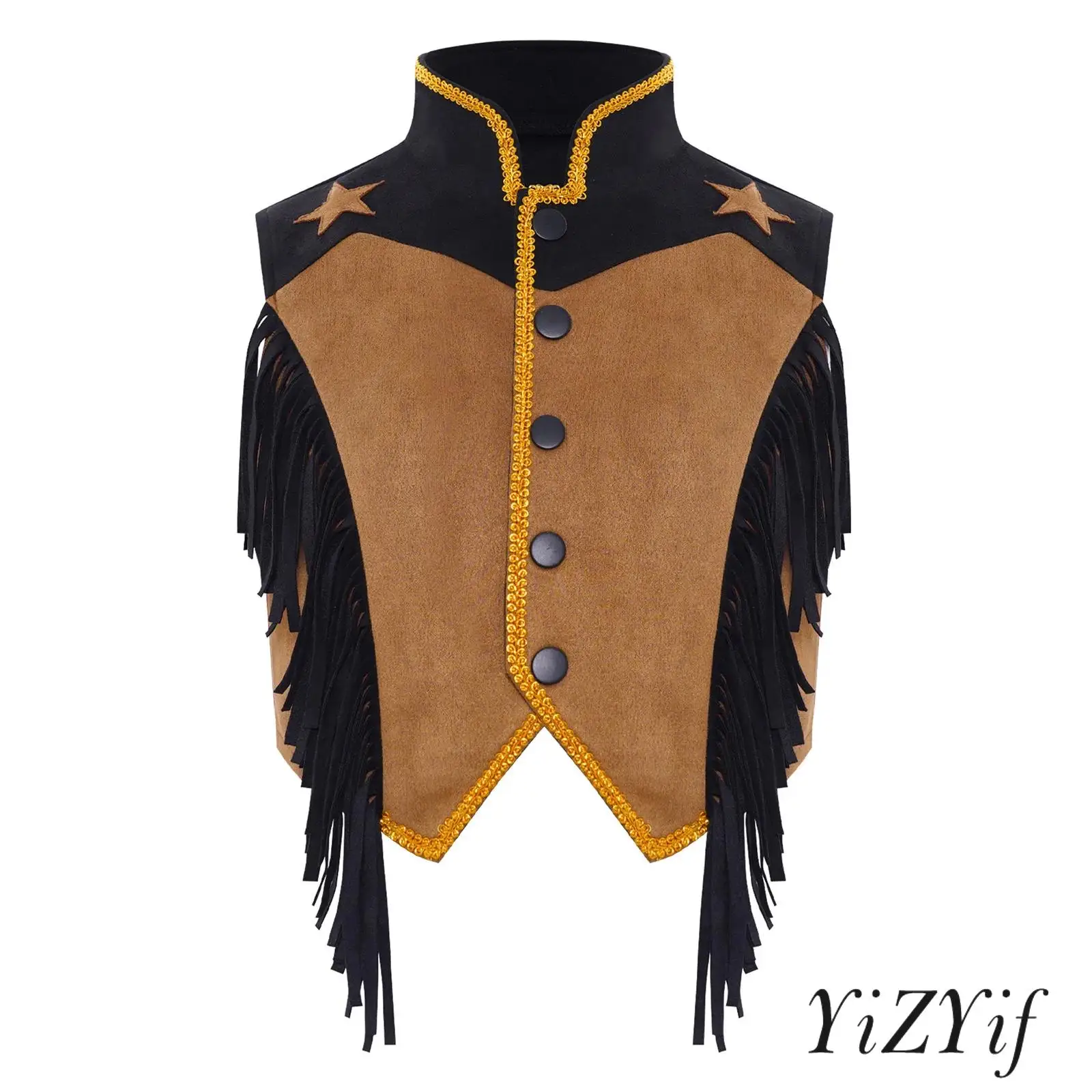 Western Style Cowgirl Costume for Girls Fringed Waistcoat Gold Trim Press Buttons Perfect for Parties Halloween Daily Use
Western Style Cowgirl Costume for Girls Fringed Waistcoat Gold Trim Press Buttons Perfect for Parties Halloween Daily Use