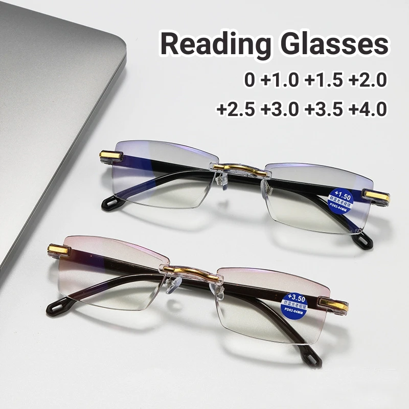 Men Women Rimless Cutting Presbyopia Eyewear Elder Ultralight Blue Light Blocking Eyewear Classic Square Far Sight Eyeglasses
Men Women Rimless Cutting Presbyopia Eyewear Elder Ultralight Blue Light Blocking Eyewear Classic Square Far Sight Eyeglasses
