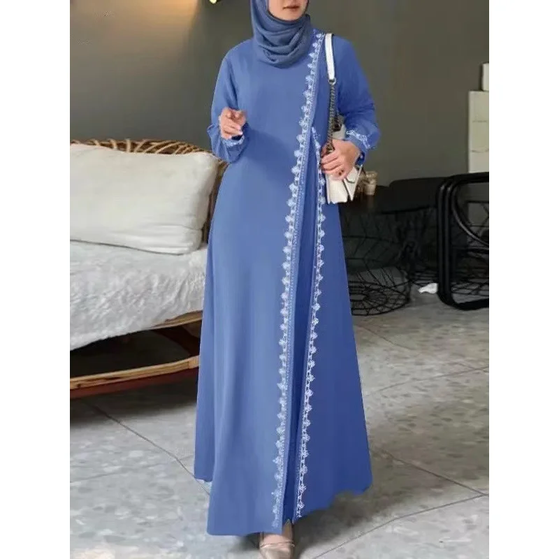 2025 New Muslim Robe Fashion Long Sleeve Lace Edge Women's Spring and Summer Leisure Dress W001
2025 New Muslim Robe Fashion Long Sleeve Lace Edge Women's Spring and Summer Leisure Dress W001