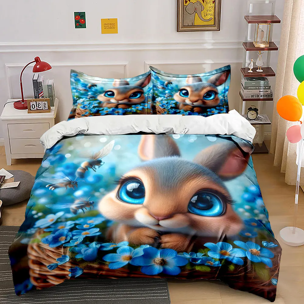 Cute bunny with blue flowers Print Bedding Set 1 Duvet Cover 2 Pillowcases for Adult and Children Luxury Gift Full Size
Cute bunny with blue flowers Print Bedding Set 1 Duvet Cover 2 Pillowcases for Adult and Children Luxury Gift Full Size