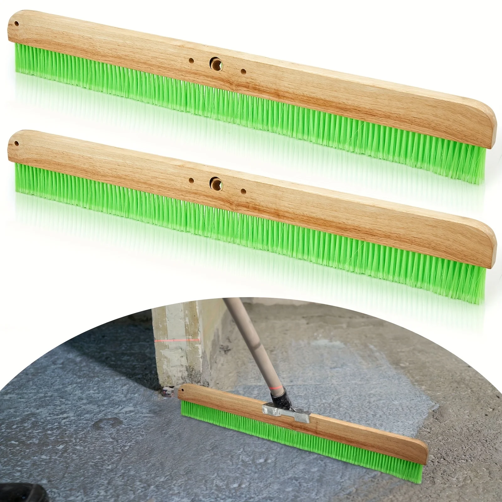 2pcs 36" Green Soft Flow-Through Concrete Broom Brushes - Durable Bristles, No Handle Included, Mounting Threads for Concrete Finishes, Hard Floors & Yard Cleaning, Soft Flow Through Design, Wooden Handle Compatibility
2pcs 36" Green Soft Flow-Through Concrete Broom Brushes - Durable Bristles, No Handle Included, Mounting Threads for Concrete Finishes, Hard Floors & Yard Cleaning, Soft Flow Through Design, Wooden Handle Compatibility