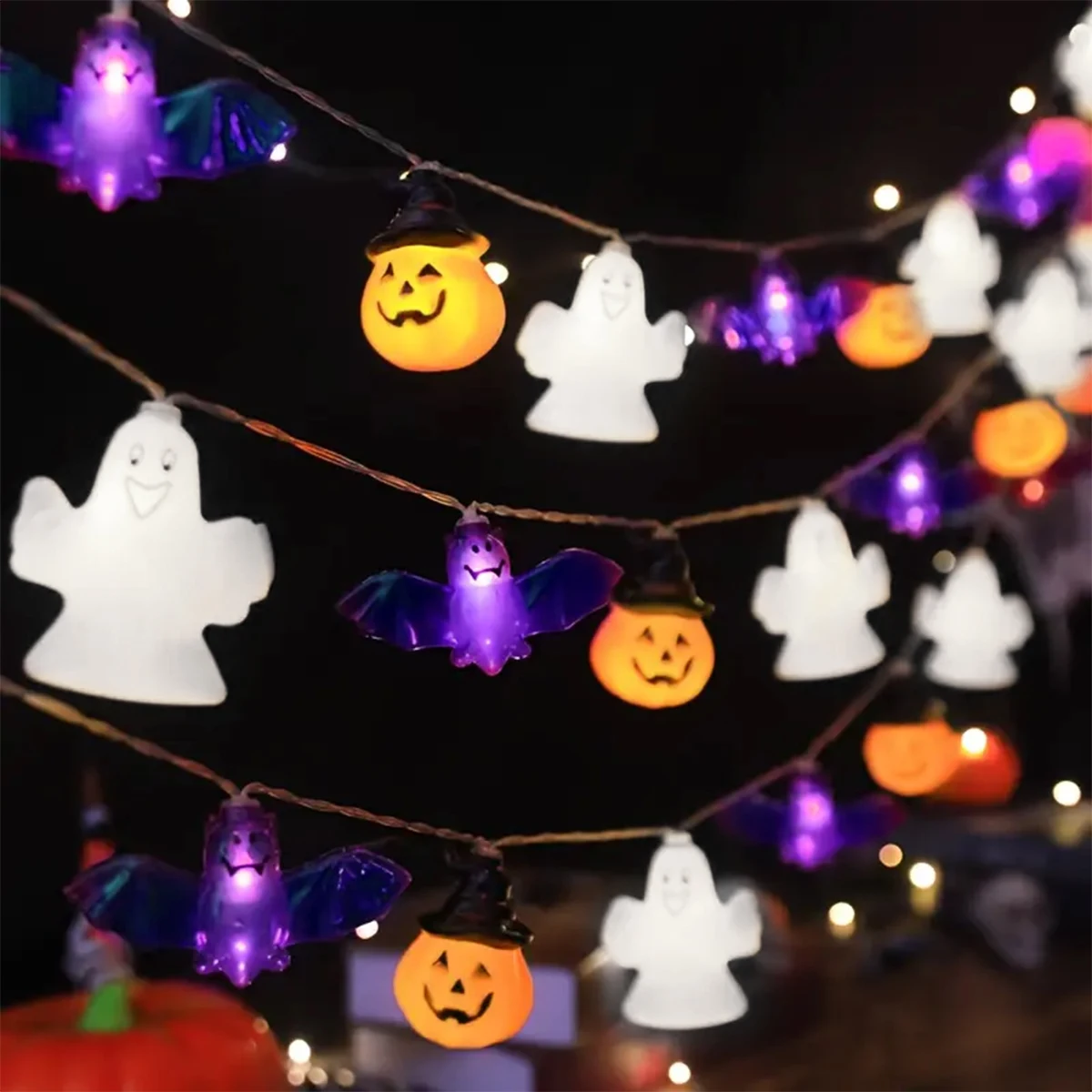 1pc Ghostly Halloween LED String Lights Pumpkin Bat Ghost Festive Lights Battery Powered For Home Indoor Outdoor Garden Decor
1pc Ghostly Halloween LED String Lights Pumpkin Bat Ghost Festive Lights Battery Powered For Home Indoor Outdoor Garden Decor