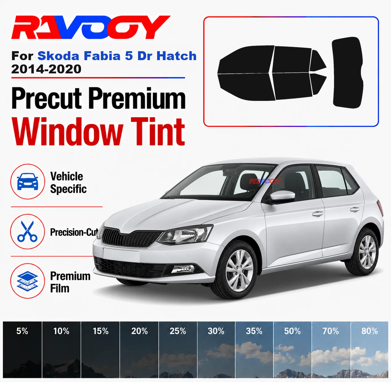 Premium Precut Window Tint Kit Front Windows Rear Windows Rear Windshield For Skoda Fabia 5 Dr Hatch 2014-2020 Nano Ceramic Film
Premium Precut Window Tint Kit Front Windows Rear Windows Rear Windshield For Skoda Fabia 5 Dr Hatch 2014-2020 Nano Ceramic Film