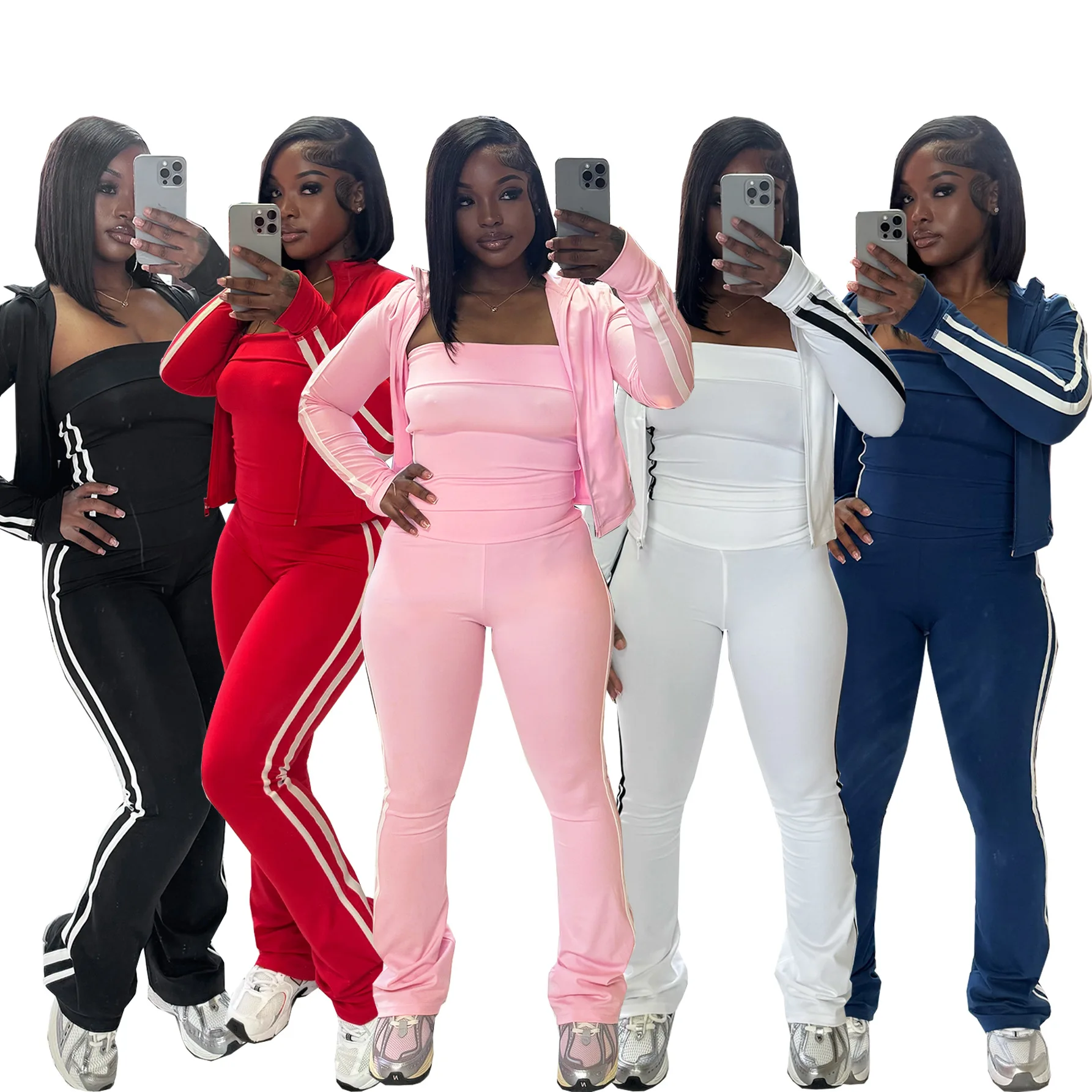 Women's Set Long Sleeve Cargidan +strapless and Striped Pants Suit Three 3 Piece Set 2025 Street Active Outfit Tracksuit
Women's Set Long Sleeve Cargidan +strapless and Striped Pants Suit Three 3 Piece Set 2025 Street Active Outfit Tracksuit