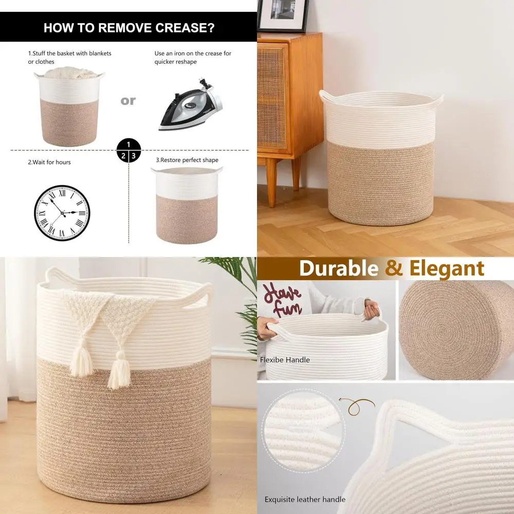 Laundry Basket, 100L Large Laundry Hamper, Tall Woven Rope Storage Basket for Blanket Toys Pillows Towels, Baby Nursery Hamper B
Laundry Basket, 100L Large Laundry Hamper, Tall Woven Rope Storage Basket for Blanket Toys Pillows Towels, Baby Nursery Hamper B