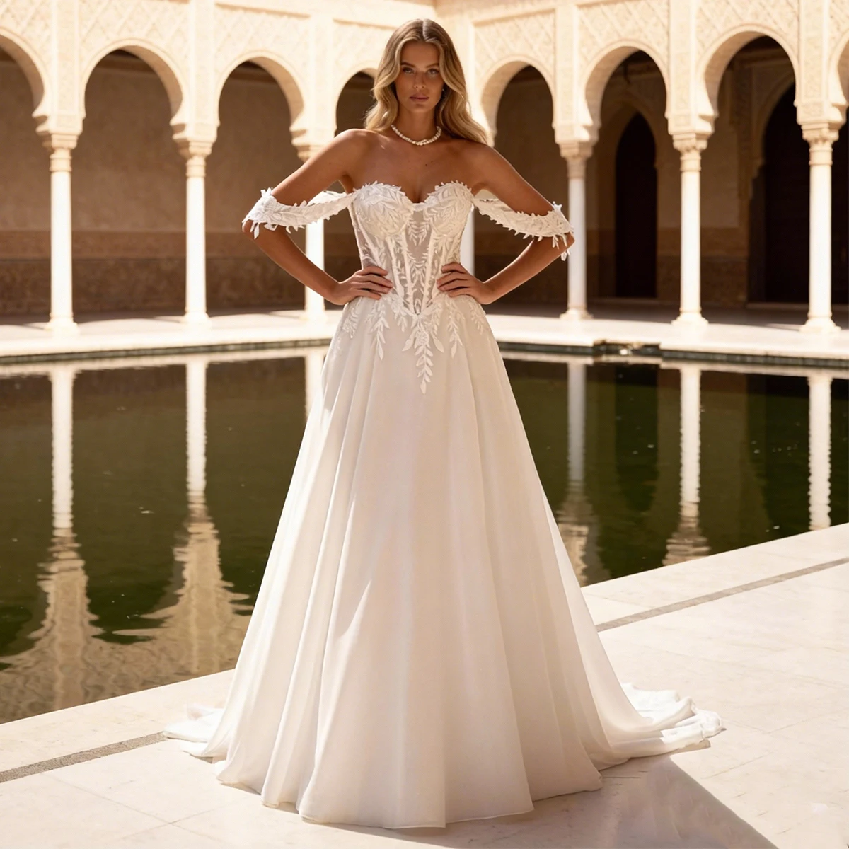 Классические свадебные платья из тюля с аппликациями, бальное платье для женщин, свадебное платье с открытыми плечами, кружевное платье для невесты с шлейфом
Классические свадебные платья из тюля с аппликациями, бальное платье для женщин, свадебное платье с открытыми плечами, кружевное платье для невесты с шлейфом