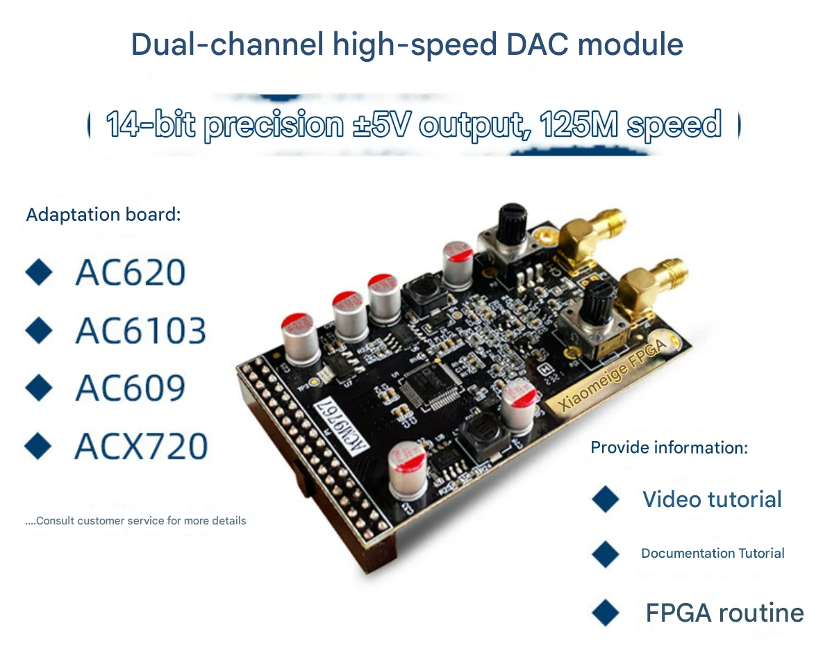 FPGA, AD9767 high-speed dual-channel DAC module, matched with FPGA development board, compatible with DE2
FPGA, AD9767 high-speed dual-channel DAC module, matched with FPGA development board, compatible with DE2