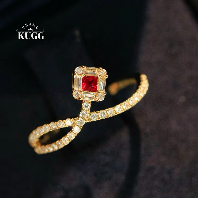 KUGG 100% 18K White/Yellow Gold Rings Fashion INS Style Luxury Diamond Natural Ruby Gemstone Ring for Women High Party Jewelry
KUGG 100% 18K White/Yellow Gold Rings Fashion INS Style Luxury Diamond Natural Ruby Gemstone Ring for Women High Party Jewelry