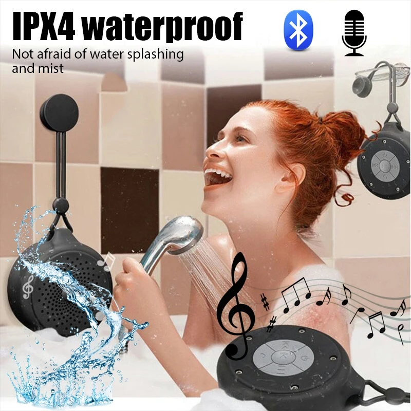 Bathroom Shower Speaker Portable Waterproof Bluetooth Speakers Black Cute Wireless Sound box For Outdoor Ride, with Microphone
Bathroom Shower Speaker Portable Waterproof Bluetooth Speakers Black Cute Wireless Sound box For Outdoor Ride, with Microphone