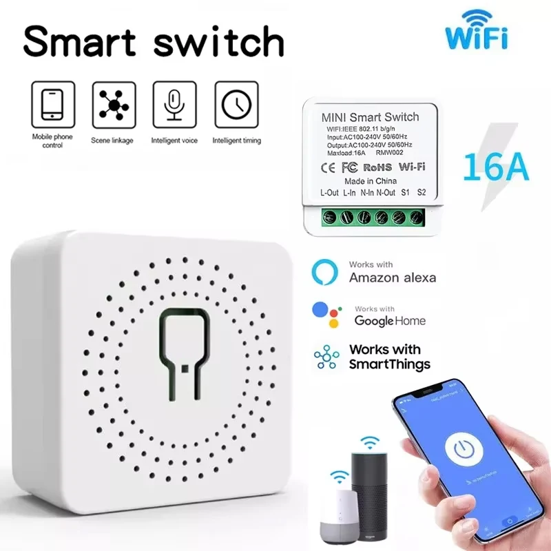 1/2/4/8 шт. мини-модуль умного переключателя Wi-Fi, 2-стороннее управление, выключатель Tuya 16A, умный контроль жизни, работа с Alexa Google Alice
1/2/4/8 шт. мини-модуль умного переключателя Wi-Fi, 2-стороннее управление, выключатель Tuya 16A, умный контроль жизни, работа с Alexa Google Alice