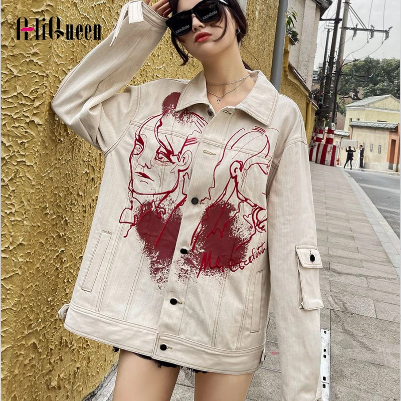 Ladies Loose Locomotive Printed Single Breasted Denim Jacket Coats Streetwear Women Long Sleeve Lapel Loose Jeans Jacket Tops
Ladies Loose Locomotive Printed Single Breasted Denim Jacket Coats Streetwear Women Long Sleeve Lapel Loose Jeans Jacket Tops