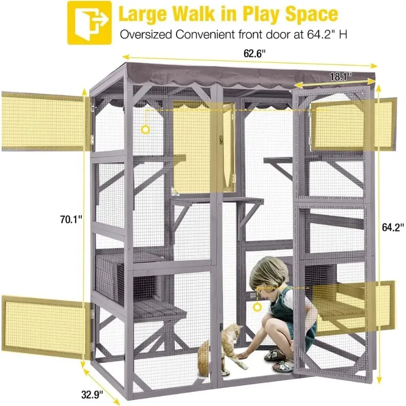Cats Walk in Cat Cage with Tarp Roof Outdoor Cat Enclosure Large Cat House for Mulitiple
Cats Walk in Cat Cage with Tarp Roof Outdoor Cat Enclosure Large Cat House for Mulitiple