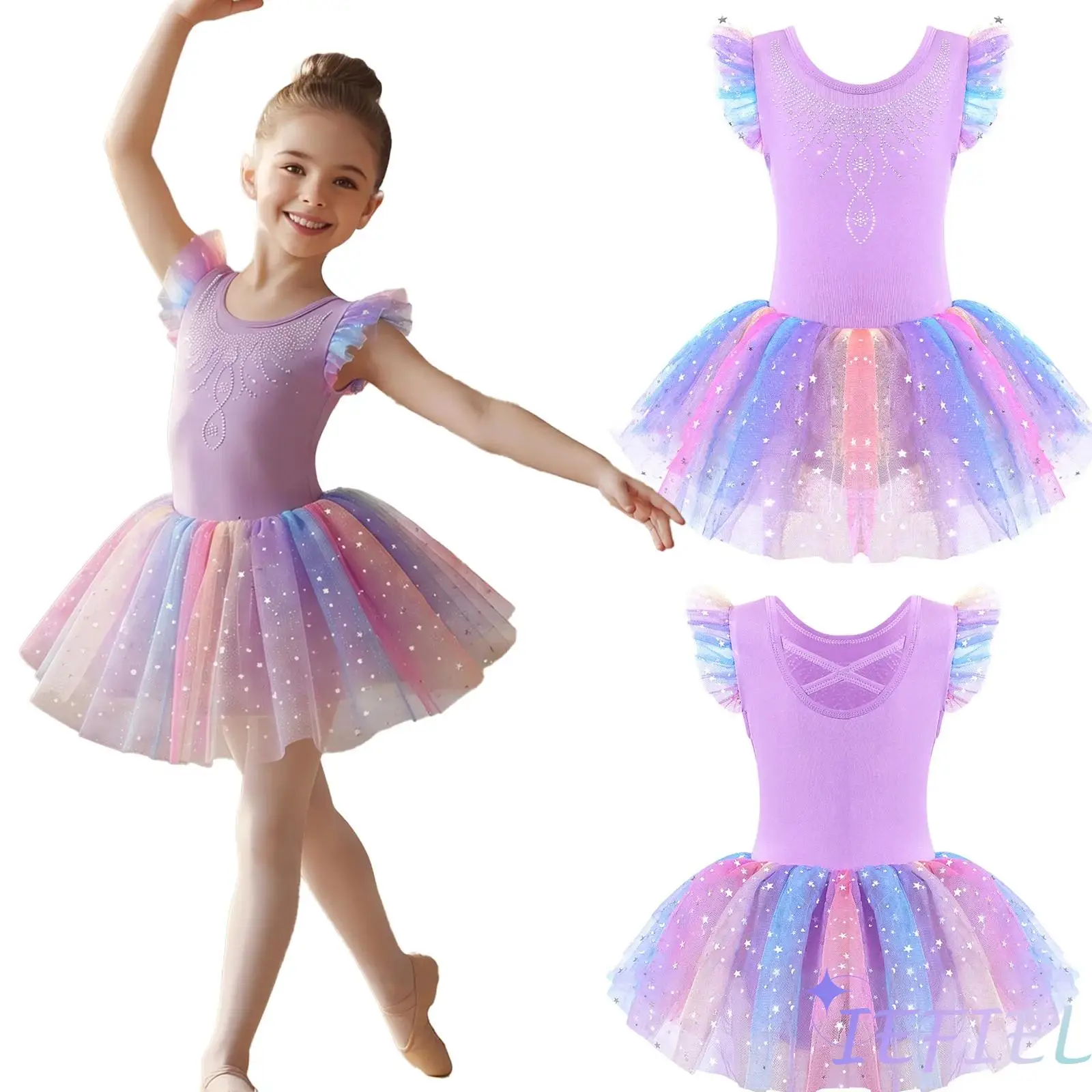 Girls Sequin Tulle Ballet Dress Kids Flutter Sleeve Cross Back Rhinestone Bodice Dress for Gymnastics Dance Practice Performance
Girls Sequin Tulle Ballet Dress Kids Flutter Sleeve Cross Back Rhinestone Bodice Dress for Gymnastics Dance Practice Performance
