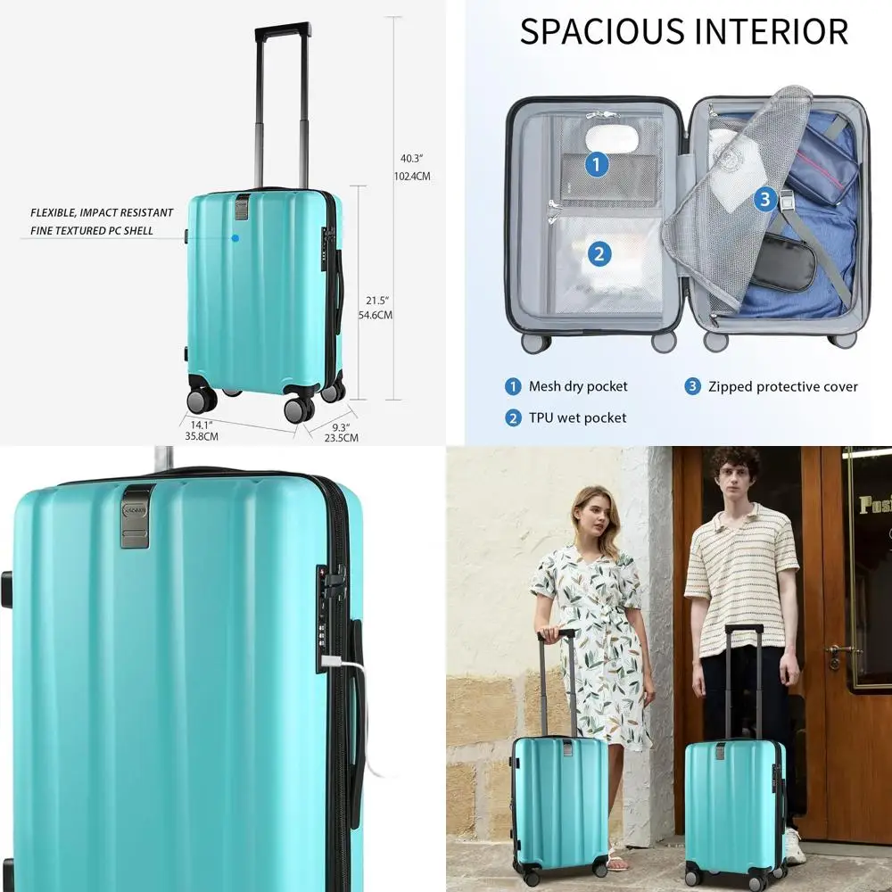 Expandable 20-Inch Hardside Carry-On Luggage with Spinner Wheels, Built-in TSA Lock, USB Port, Lake Blue
Expandable 20-Inch Hardside Carry-On Luggage with Spinner Wheels, Built-in TSA Lock, USB Port, Lake Blue