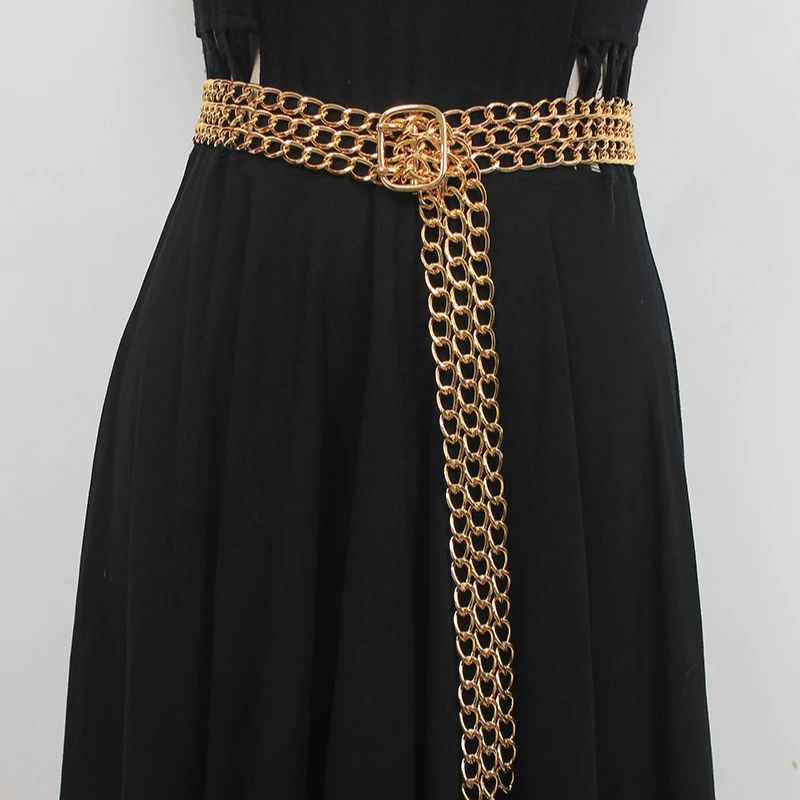 Luxury Fashion Punk Waist Chain Elegant Gold Silver Metal Chain Strap Pin Buckle Gold Women Waist Chain Hip-hop Women Belt
Luxury Fashion Punk Waist Chain Elegant Gold Silver Metal Chain Strap Pin Buckle Gold Women Waist Chain Hip-hop Women Belt