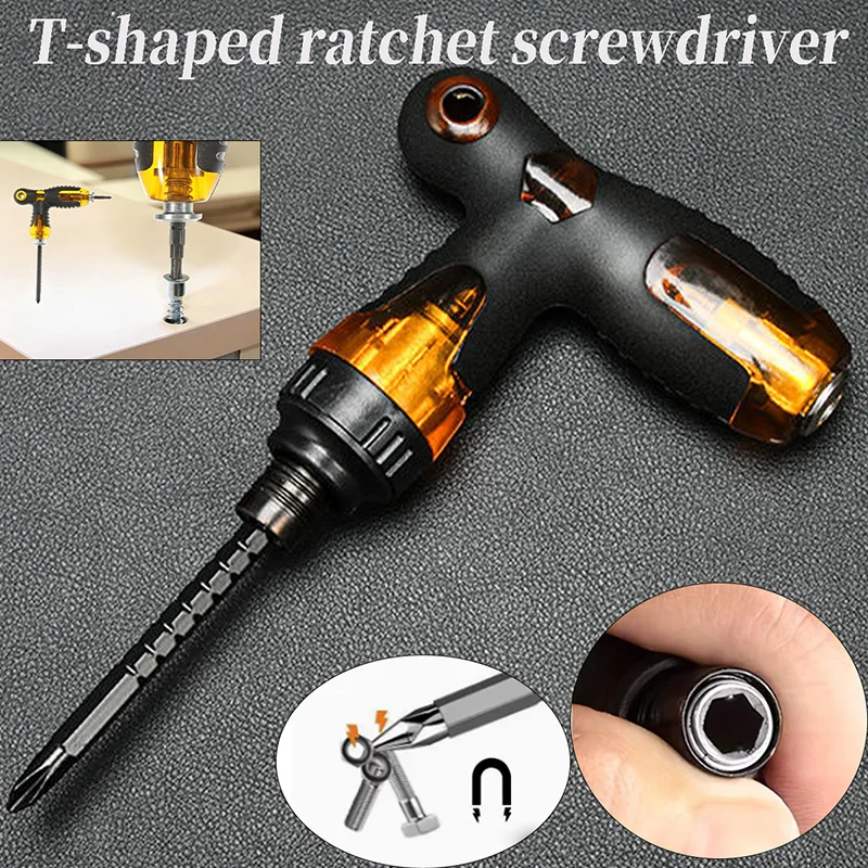 2 in 1 Household Ratcheting Screwdriver Home Repair Tool , Disassemble Screwdriver Kit for Furniture/Car/Computer/Electronics