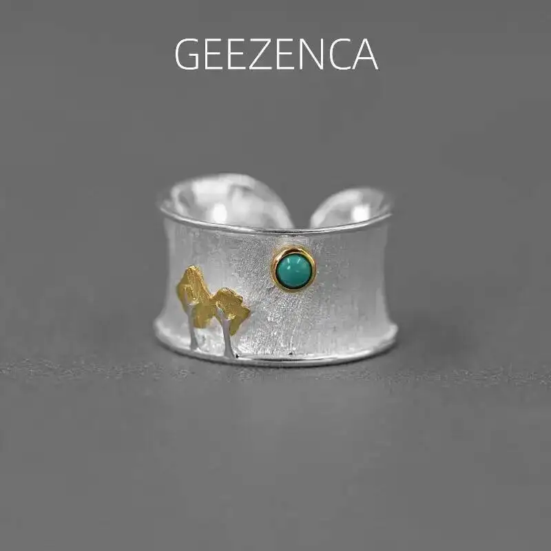 GEEZENCA 925 Sterling Silver Two Tone Opal Turquoise Wide Rings For Women Designer Chic Tree Moon Cocktail Ring 2023 New Gift
GEEZENCA 925 Sterling Silver Two Tone Opal Turquoise Wide Rings For Women Designer Chic Tree Moon Cocktail Ring 2023 New Gift