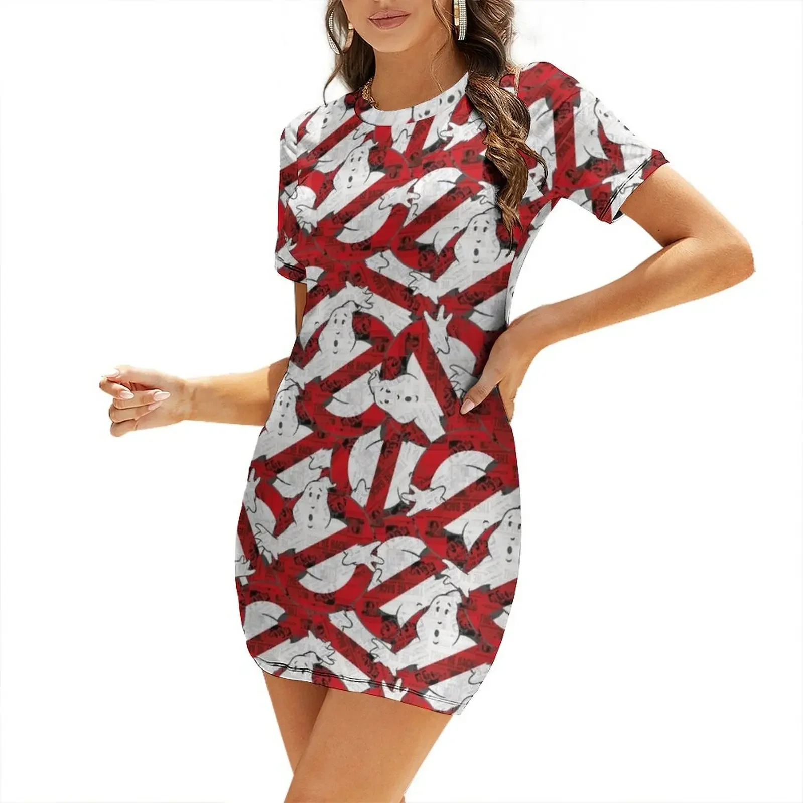 The GhostBusters logo pattern Short-Sleeved Dress Women's evening dress Woman dresses
The GhostBusters logo pattern Short-Sleeved Dress Women's evening dress Woman dresses