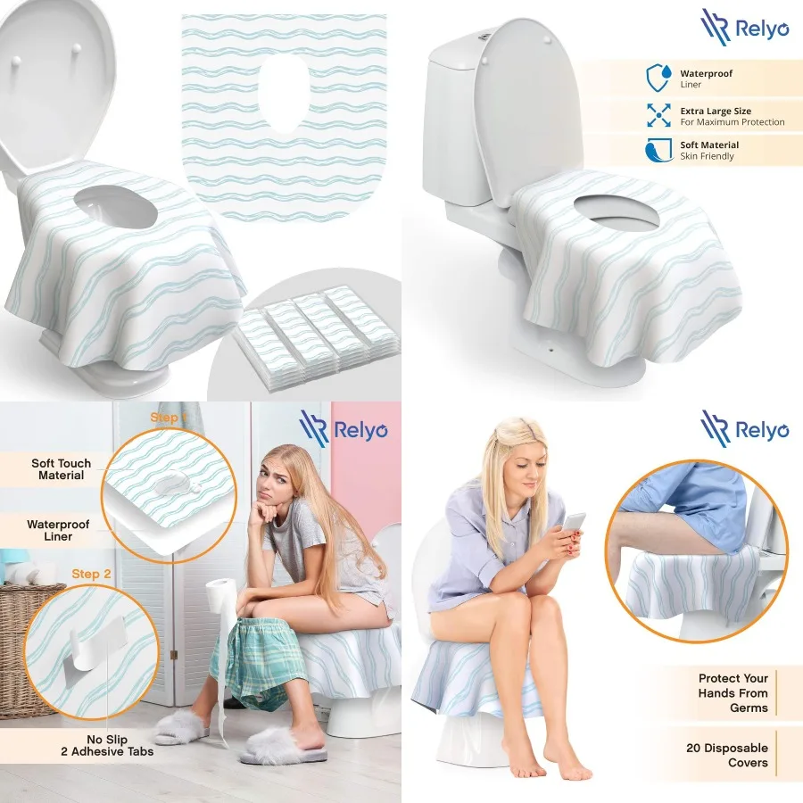 Disposable Toilet Seat Covers 20 Pack Waterproof Design for and Adults Extra Large Individually Wrapped for Travel and Toddlers
Disposable Toilet Seat Covers 20 Pack Waterproof Design for and Adults Extra Large Individually Wrapped for Travel and Toddlers