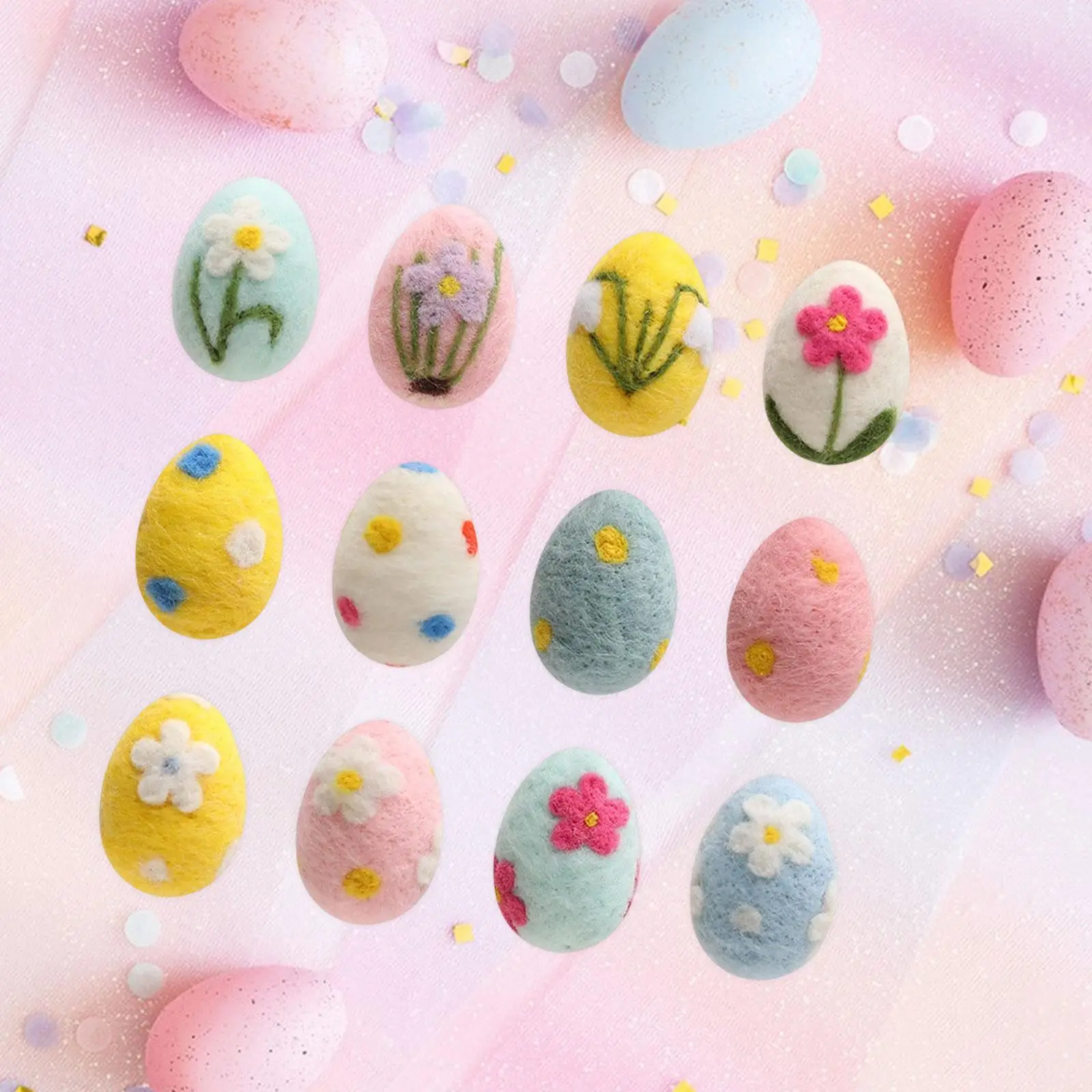 12 Pieces Felted Easter Eggs Decor Art Gift Novelty Lightweight Easter Decoration for Birthday Spring Holiday Office Festival
12 Pieces Felted Easter Eggs Decor Art Gift Novelty Lightweight Easter Decoration for Birthday Spring Holiday Office Festival