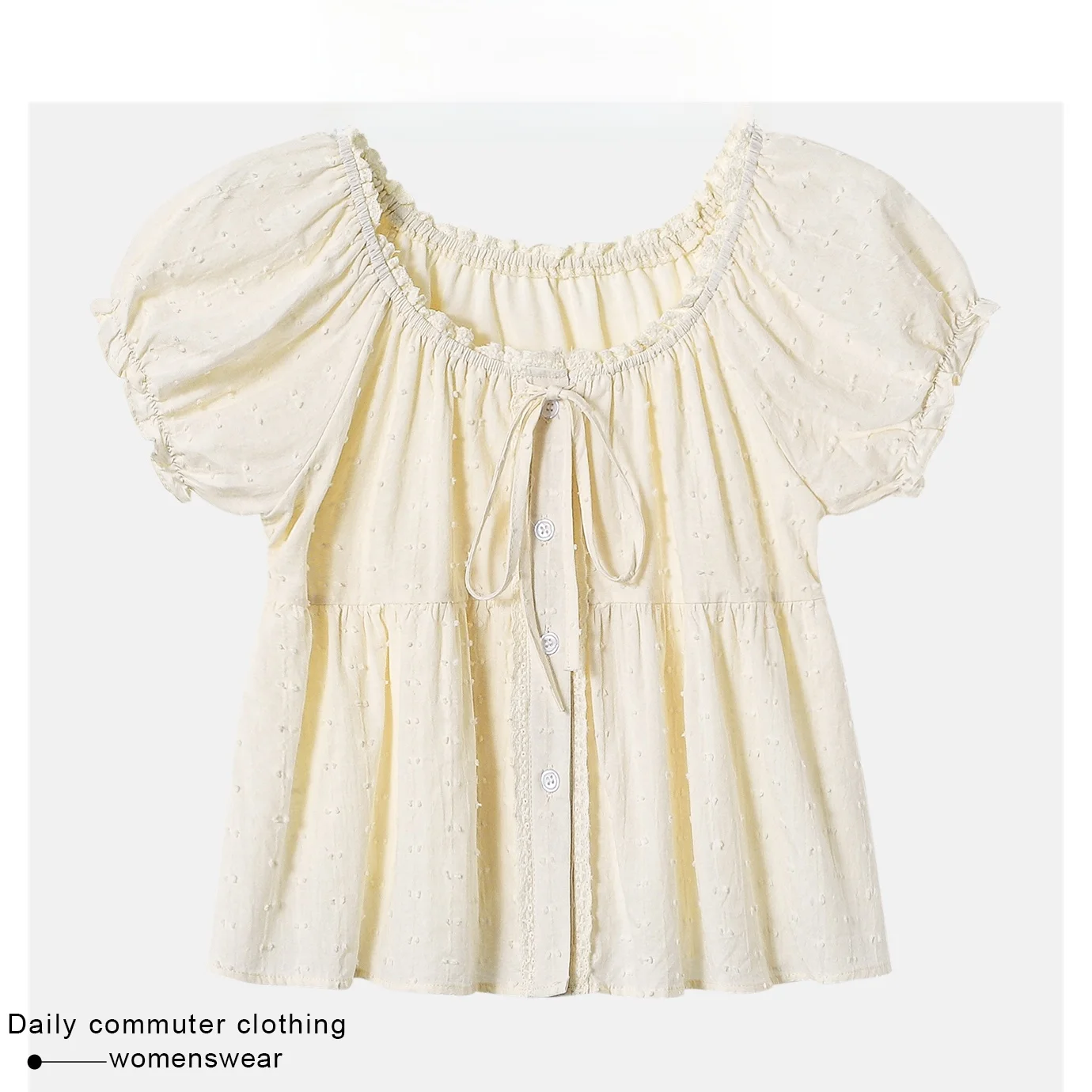 Coshehkg Women's Sweet Style Bubble Sleeve Shirt round Neck Short Waist Cinched Pleated Fashion Summer New Arrival Top
Coshehkg Women's Sweet Style Bubble Sleeve Shirt round Neck Short Waist Cinched Pleated Fashion Summer New Arrival Top