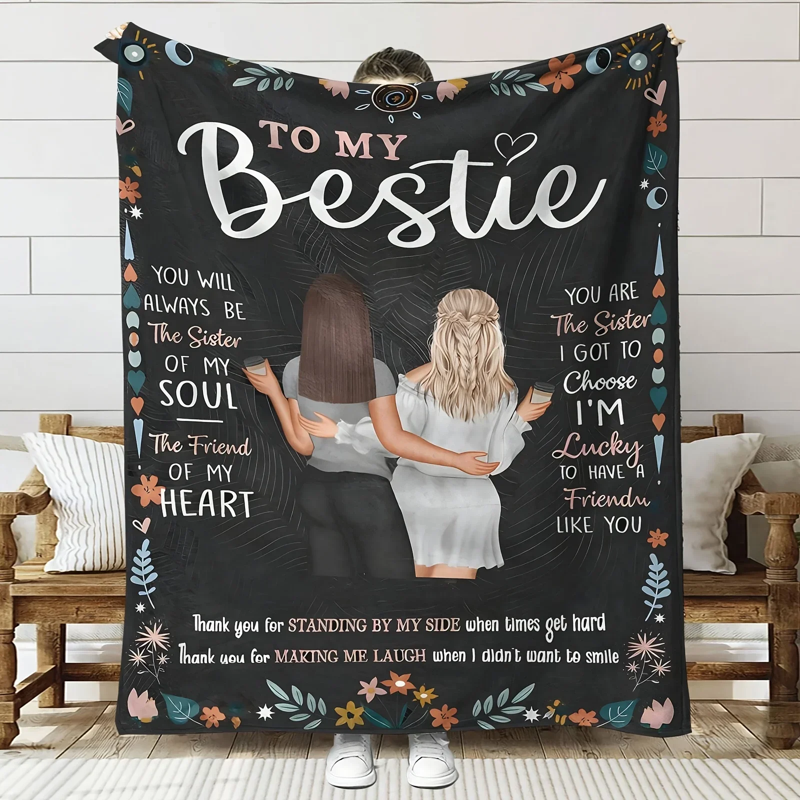 Bestie Themed Reversible Flannel Throw Blanket Soft Polyester Digital Print Machine Washable Perfect for All Seasons Multipurp
Bestie Themed Reversible Flannel Throw Blanket Soft Polyester Digital Print Machine Washable Perfect for All Seasons Multipurp