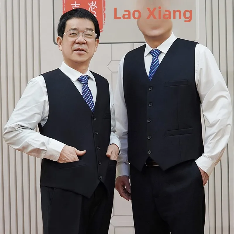 Business Casual Men's Vest Thin Style Black Suit Jacket for Middle-Aged Spring Autumn Outerwear V-Neck Single Button Closure
Business Casual Men's Vest Thin Style Black Suit Jacket for Middle-Aged Spring Autumn Outerwear V-Neck Single Button Closure