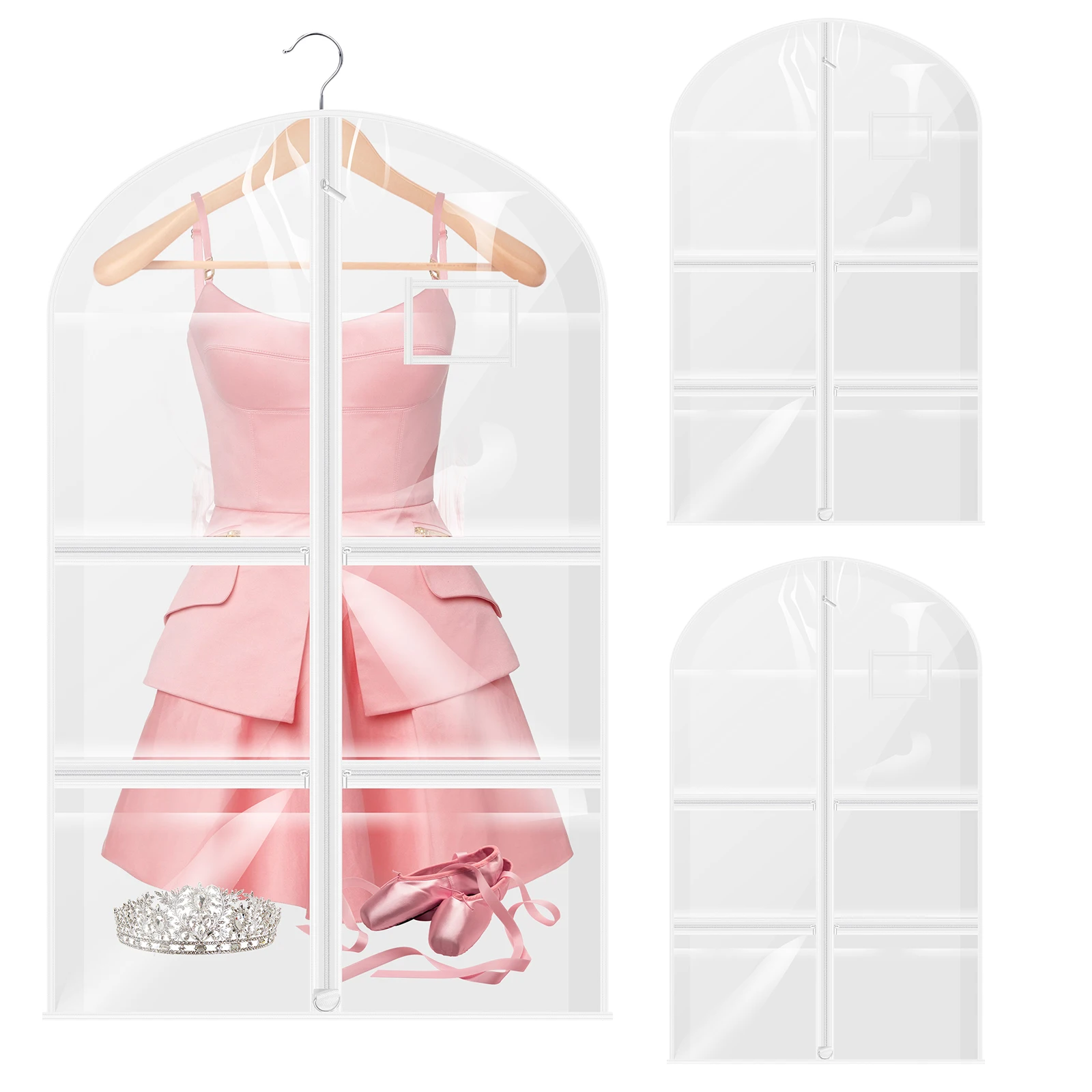 3Pcs Transparent Dance Garment Bag with 5 Zippered Pocket and ID Pocket Waterproof Folded Hanging Children's Clothes Cover Bag
3Pcs Transparent Dance Garment Bag with 5 Zippered Pocket and ID Pocket Waterproof Folded Hanging Children's Clothes Cover Bag