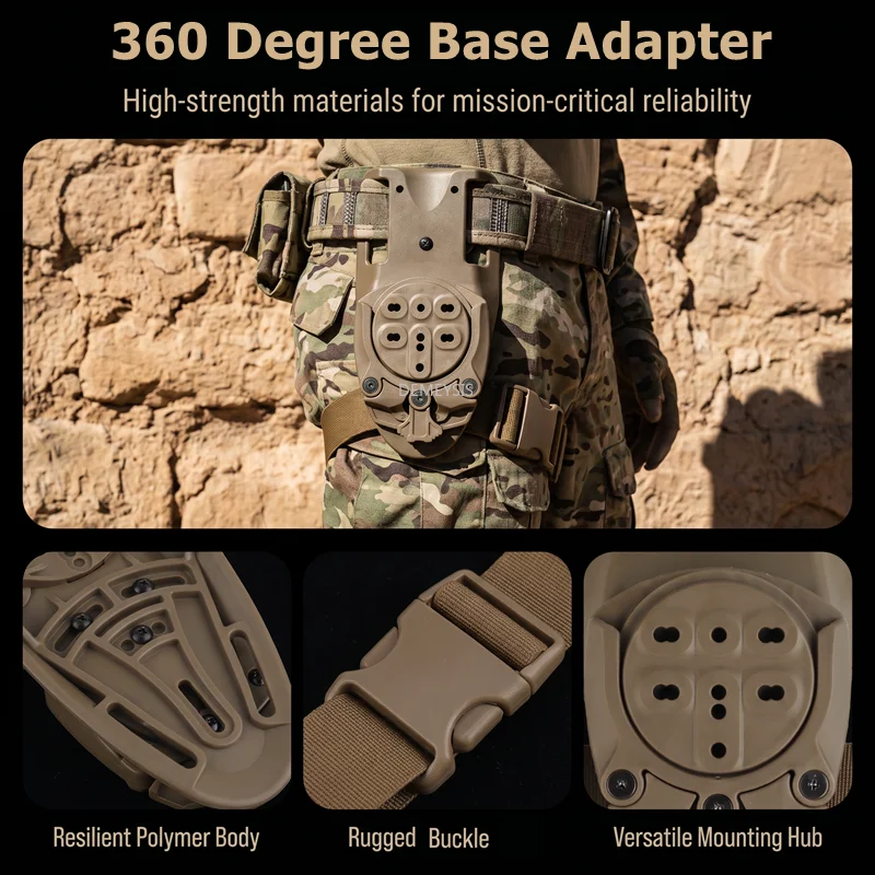 360 Degree Base Adapter Tactical Holster Drop Leg Adapter Quick Release Modular Design Adjustment Platform Holsters Accessories
360 Degree Base Adapter Tactical Holster Drop Leg Adapter Quick Release Modular Design Adjustment Platform Holsters Accessories