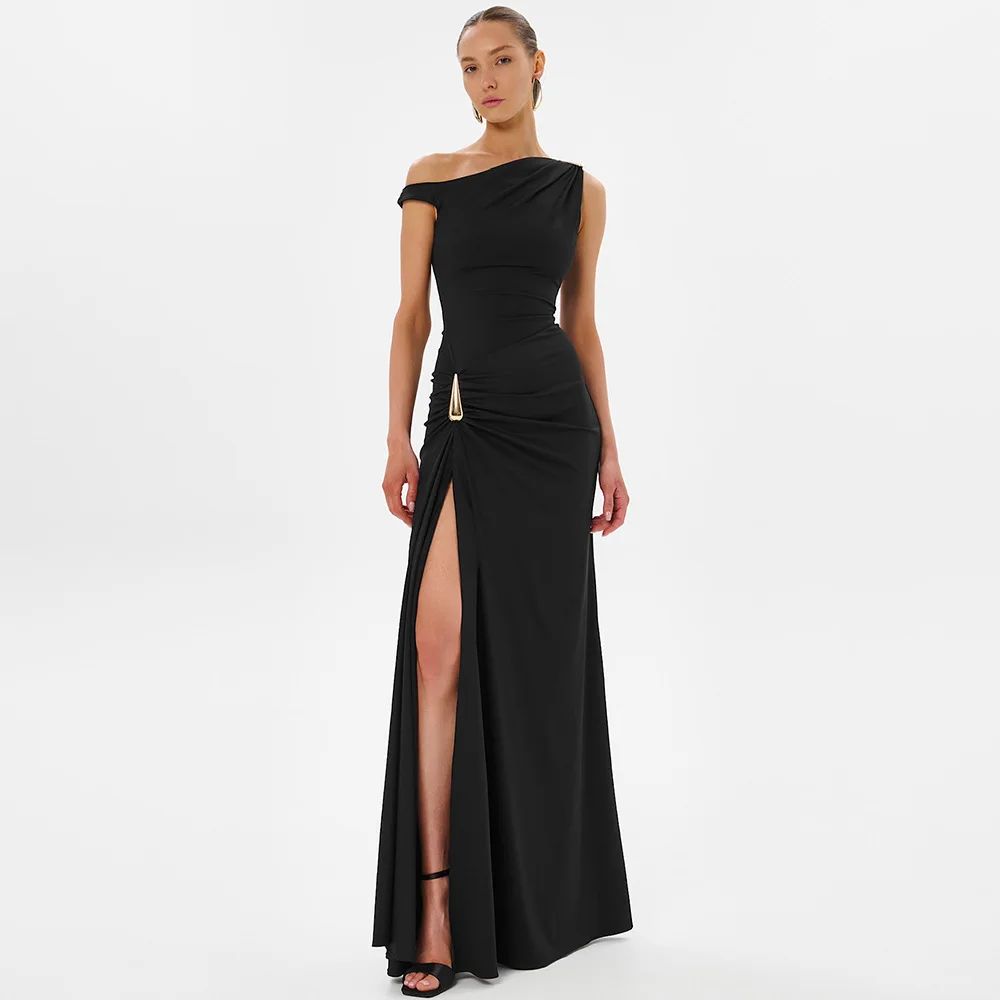 FL New Light Luxury Elegant Celebrity Dress Dress High Slit Sleeveless Oblique Collar Pleated Long Dress Female With Decoration
FL New Light Luxury Elegant Celebrity Dress Dress High Slit Sleeveless Oblique Collar Pleated Long Dress Female With Decoration