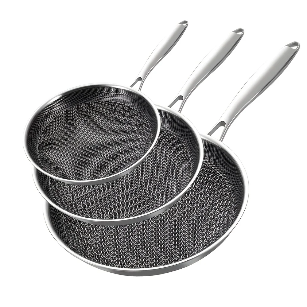 7.87/9.4/11Inch Frying Pans, 304 Stainless Steel Non-stick Skillet Set, Honeycomb Design, Home Cooking Pan, Induction Cooker, Electric Ceramic Stove And Kitchenware
7.87/9.4/11Inch Frying Pans, 304 Stainless Steel Non-stick Skillet Set, Honeycomb Design, Home Cooking Pan, Induction Cooker, Electric Ceramic Stove And Kitchenware