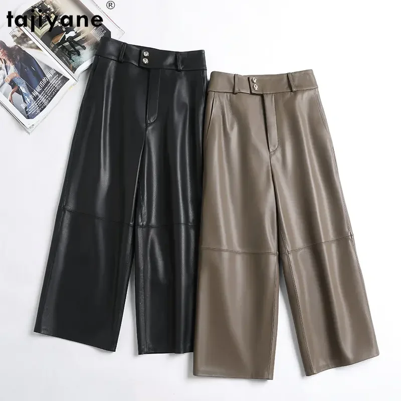 Tajiyane High Quality Genuine Leather Pants Women High Waist Wide Leg Pants Women Sheepskin Striaght Pants Korean Style Trousers
Tajiyane High Quality Genuine Leather Pants Women High Waist Wide Leg Pants Women Sheepskin Striaght Pants Korean Style Trousers