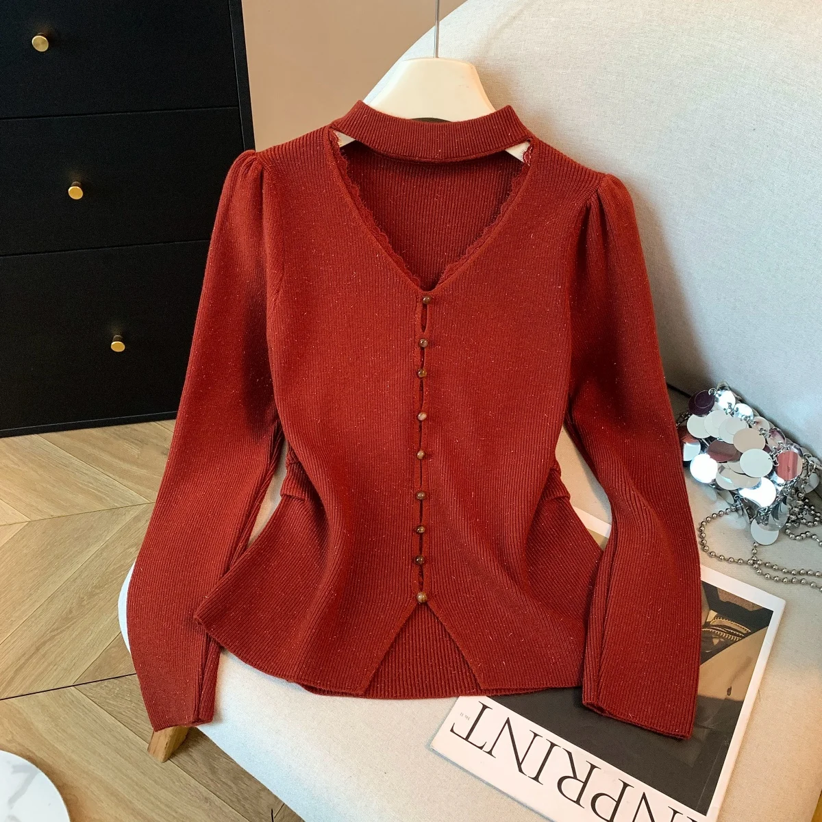 Winter Women's Long Sve Knitted Top Thiened V-ne Lace Collar Pearl Button Design Soft Nylon Fabric Regular Fit C...
Winter Women's Long Sve Knitted Top Thiened V-ne Lace Collar Pearl Button Design Soft Nylon Fabric Regular Fit C...