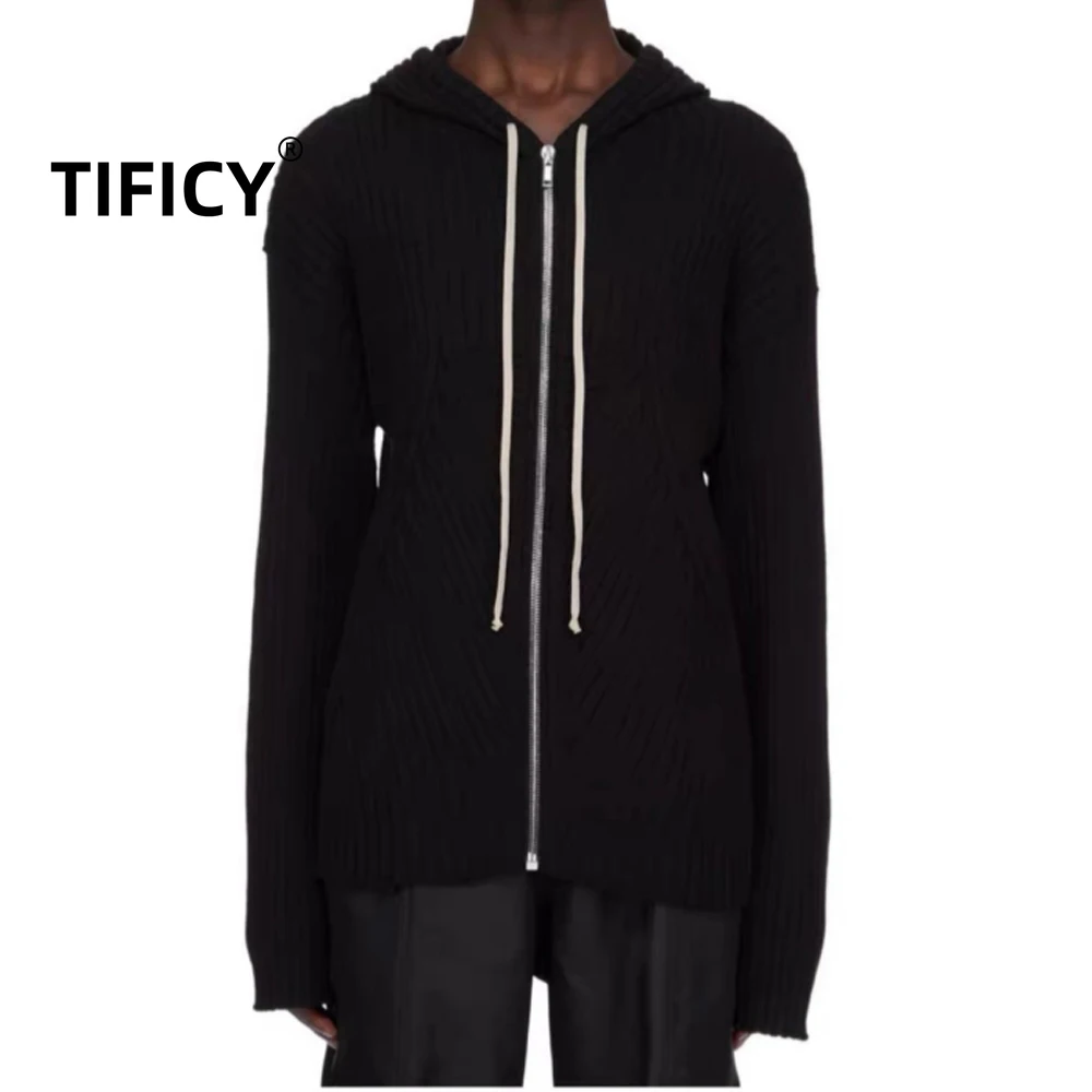 High Street Dark Ro Style Hooded Sweater Men's Solid Color Spiral Cotton Zipper Knitted Drawstring Cardigan Jacket Men Clothing
High Street Dark Ro Style Hooded Sweater Men's Solid Color Spiral Cotton Zipper Knitted Drawstring Cardigan Jacket Men Clothing