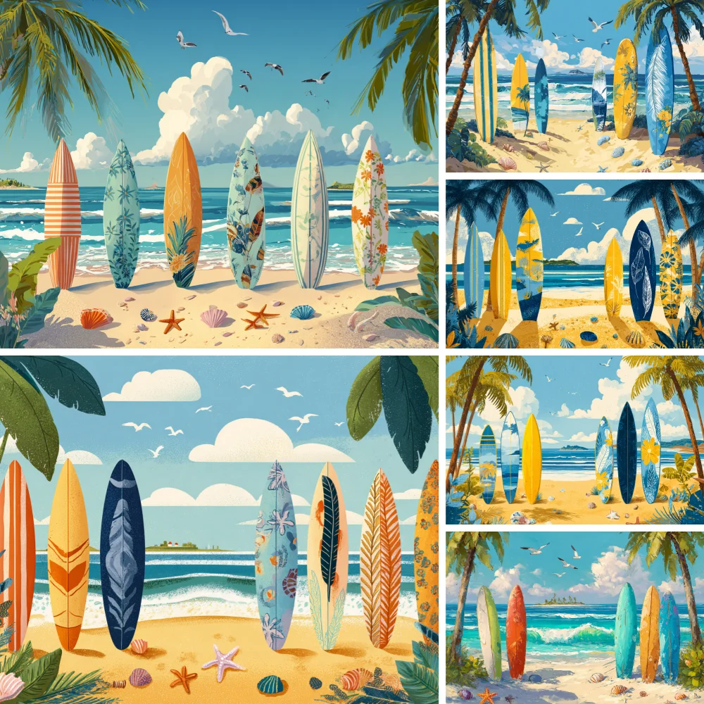 Hawaiian Summer Seaside Backdrop for Photography Tropical Beach Palm Tree Surfboard Baby Birthday Holiday Party Photo Background
Hawaiian Summer Seaside Backdrop for Photography Tropical Beach Palm Tree Surfboard Baby Birthday Holiday Party Photo Background